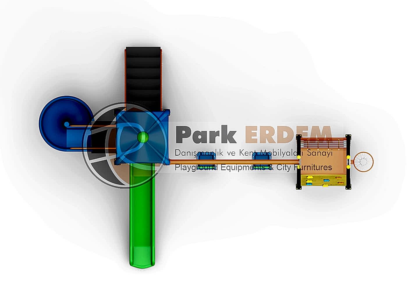 Kampanya - 17 H:150 Cm Çocuk Oyun Alanı Seti Kaydırak Salıncak, Tırmanma ve Potalı