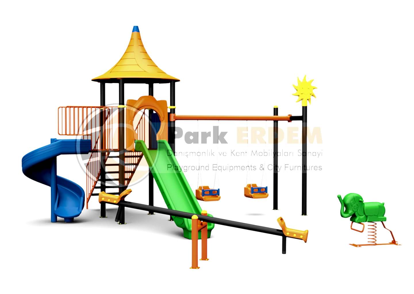 Kampanya - 04 H:150 Cm Çocuk Oyun Alanı Seti Kaydırak Salıncak TAHTEREVALLİ VE ZIP ZIP DAHİL