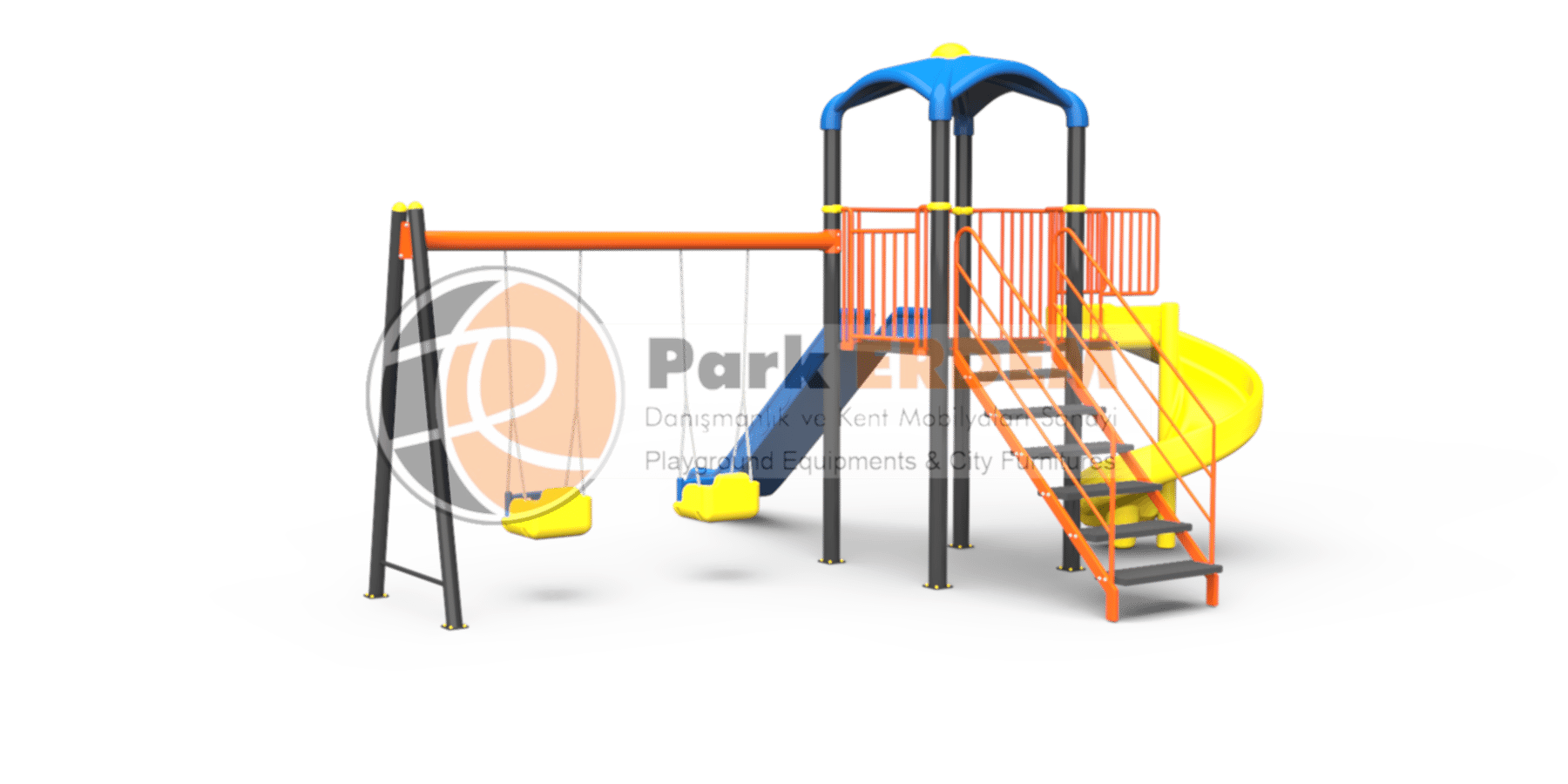 Kampanya - 06 Ekonomik H:150 İki Kaydıraklı Çocuk Oyun Parkı 2 kaydırak 2 salıncak 