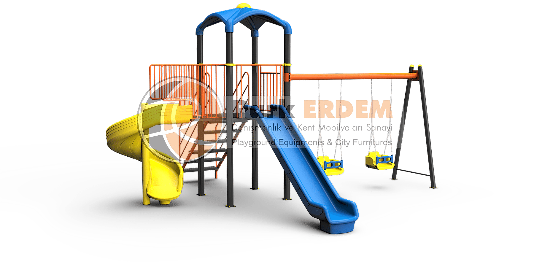 Kampanya - 06 Ekonomik H:150 İki Kaydıraklı Çocuk Oyun Parkı 2 kaydırak 2 salıncak 