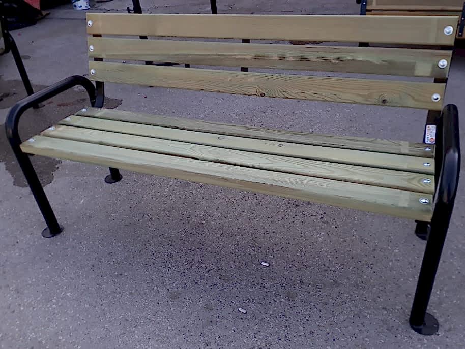 Kampanya - 05 Boru Büküm Ayaklı Ahşap Oturma Bankı Ekonomik