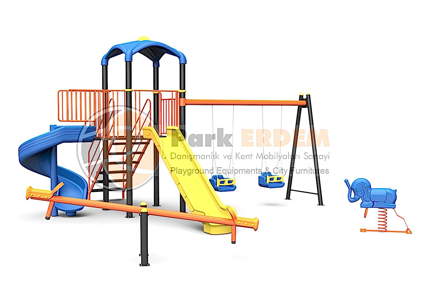 Kampanya - 14 H:150 Cm Çocuk Oyun Alanı Seti Kaydırak Salıncak TAHTEREVALLİ VE ZIP ZIP DAHİL 