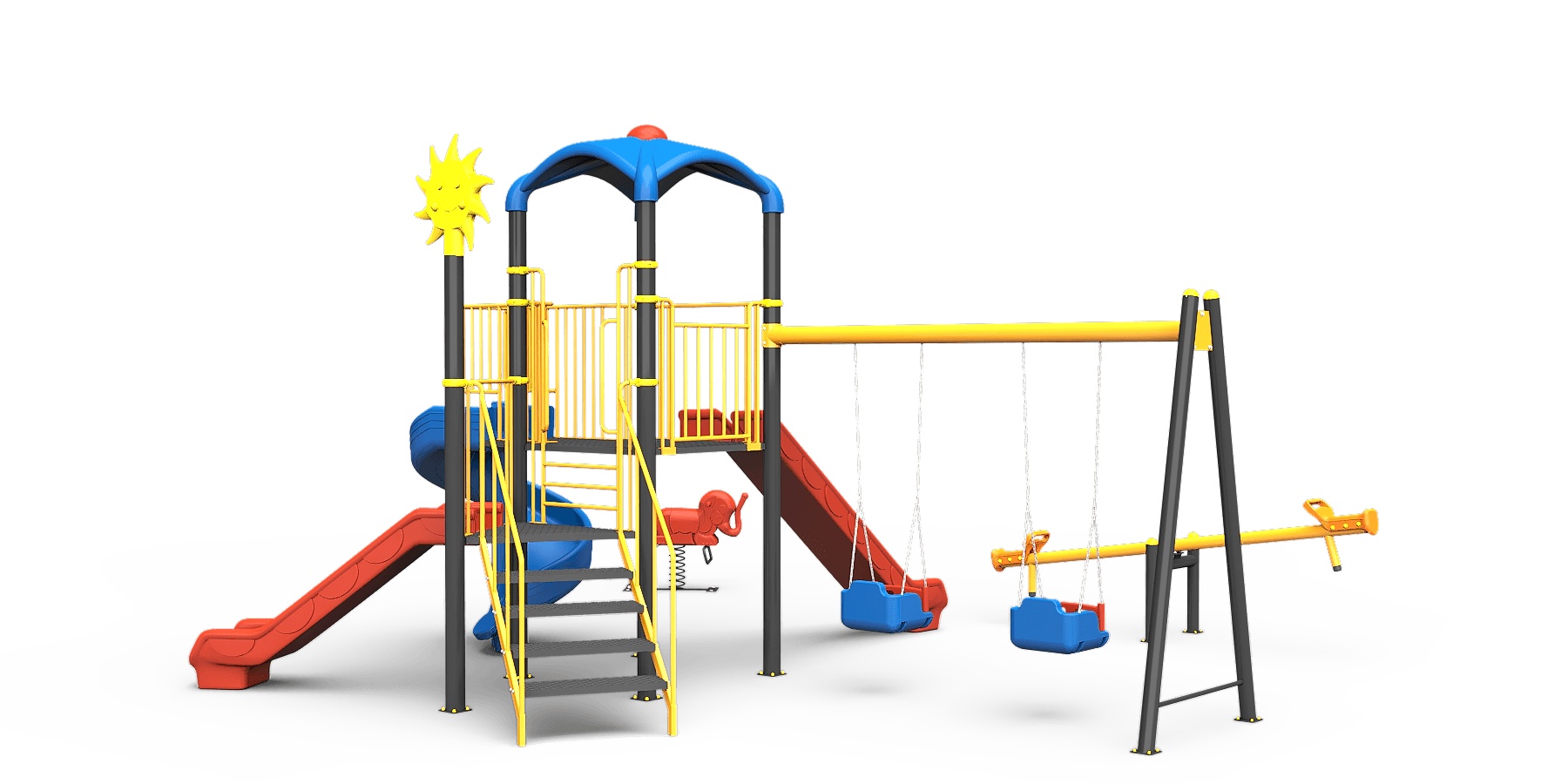 Kampanya - 08 Üç Kaydırak İki Kule İki Salıncaklı Çocuk Oyun Alanı  TAHTEREVALLİ VE ZIP ZIP DAHİL 