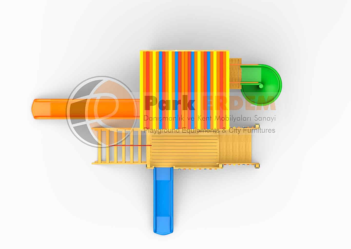 AHŞAP OYUN PARKI OYUN EVLİ - GENİŞ PLATFORMLU AHŞAP OYUN  EVİ 