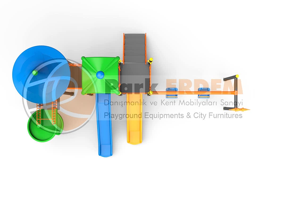 Kampanya - 03 Üç Kaydırak Üç Kule İki Salıncaklı Oyun Alanı Çocuk Parkı ZIP ZIP VE  TAHTEREVALLİ DAHİL 