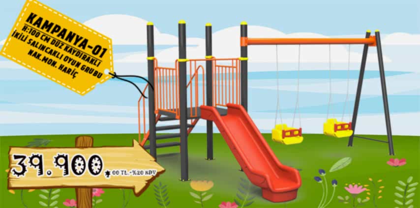 Kampanya 01 Tek Kule 1 Kaydırak 2 Salıncaklı Oyun Parkı