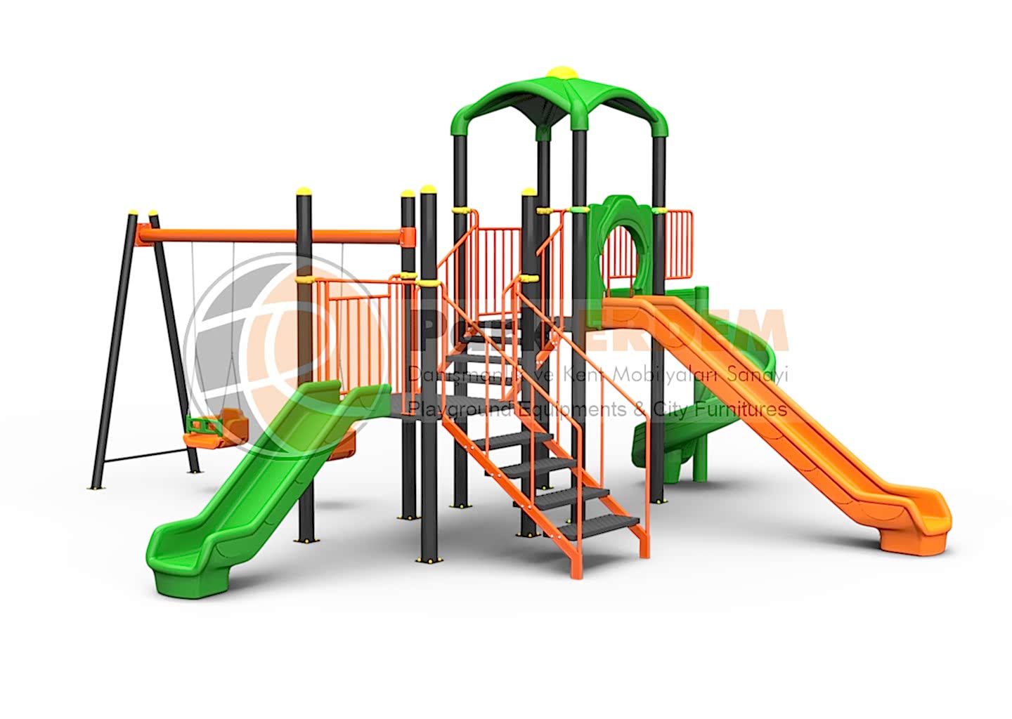 Kampanya - 02 Üç Kaydırak İki Kule İki Salıncaklı Oyun Alanı ZIP ZIP VE TAHTEREVALLİ DAHİL 